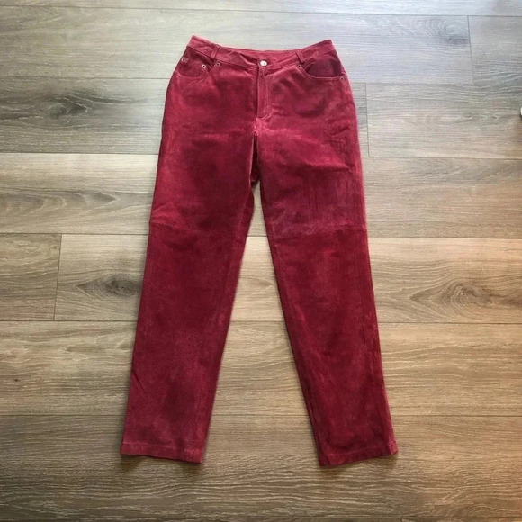 Chadwick’s Burgundy Genuine Leather Pants Size 6P - Picture 3 of 11